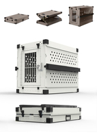 Cage à chien en aluminium personnalisée, pliable, portable, pour le transport, design gain de place, facile à transporter, plateau en plastique, OEM ODM, vente en gros