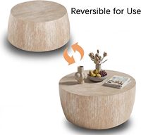 Table basse en travertin moderne Cammy Stone, design réversible, aucun assemblage requis, pour le mobilier de salon