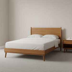 Lit plateforme double moderne du milieu du siècle Cohron, meubles de chambre à coucher en bois massif, design assemblable - Product Image 2