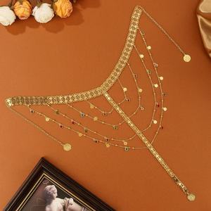 Testa di <span class=keywords><strong>arabo</strong></span> gioielli in lega d'oro moneta con catena di nappe per capelli da donna <span class=keywords><strong>copricapo</strong></span> da sposa accessori da sposa - Product Image 6