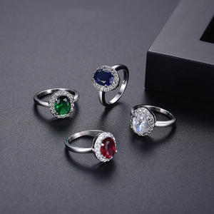 LUOTEEMI Neues Design Hochwertiges Weißgold Frauen Hochzeits schmuck Ei Oval Form Mode Ring - Product Image 5