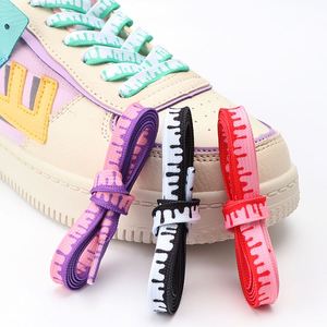 Cordones planos AF1 con estampado colorido de helado y degradado para zapatillas, cordones clásicos con estampado de pato mandarín en lona - Product Image 3