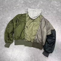 Veste matelassée pour homme de haute qualité, style streetwear, design à empiècements, poids lourd, col à capuche, fermeture éclair sur le devant, logo pour l'hiver