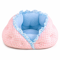 Lit-caverne semi-fermé en peluche pour animaux de compagnie, doublure en sherpa, nid douillet pour chat et chien, rembourrage en coton doux, vente en gros OEM
