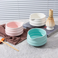 Bol à matcha en porcelaine Dongyang avec bec verseur pour cérémonie, couleur personnalisée, style japonais, écologique