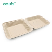 Boîte à lunch écologique sans BPA, biodégradable, compostable, jetable, compatible micro-ondes, pour usage en restaurant, conteneur alimentaire en bagasse 200C