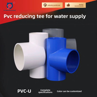 Raccord en T réducteur de diamètre en PVC épaissi pour alimentation en eau, bleu-blanc-gris, accessoire de tuyauterie résistant à la corrosion