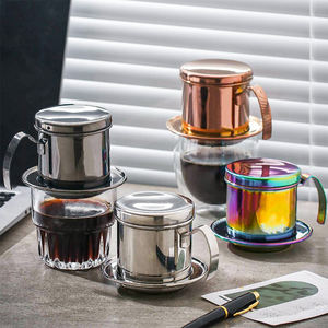 <span class=keywords><strong>Cafetière</strong></span> vietnamienne manuelle <span class=keywords><strong>sans</strong></span> <span class=keywords><strong>papier</strong></span> en acier inoxydable 304 de 8 oz, <span class=keywords><strong>filtre</strong></span> à café pour une infusion lente et riche - Product Image 1