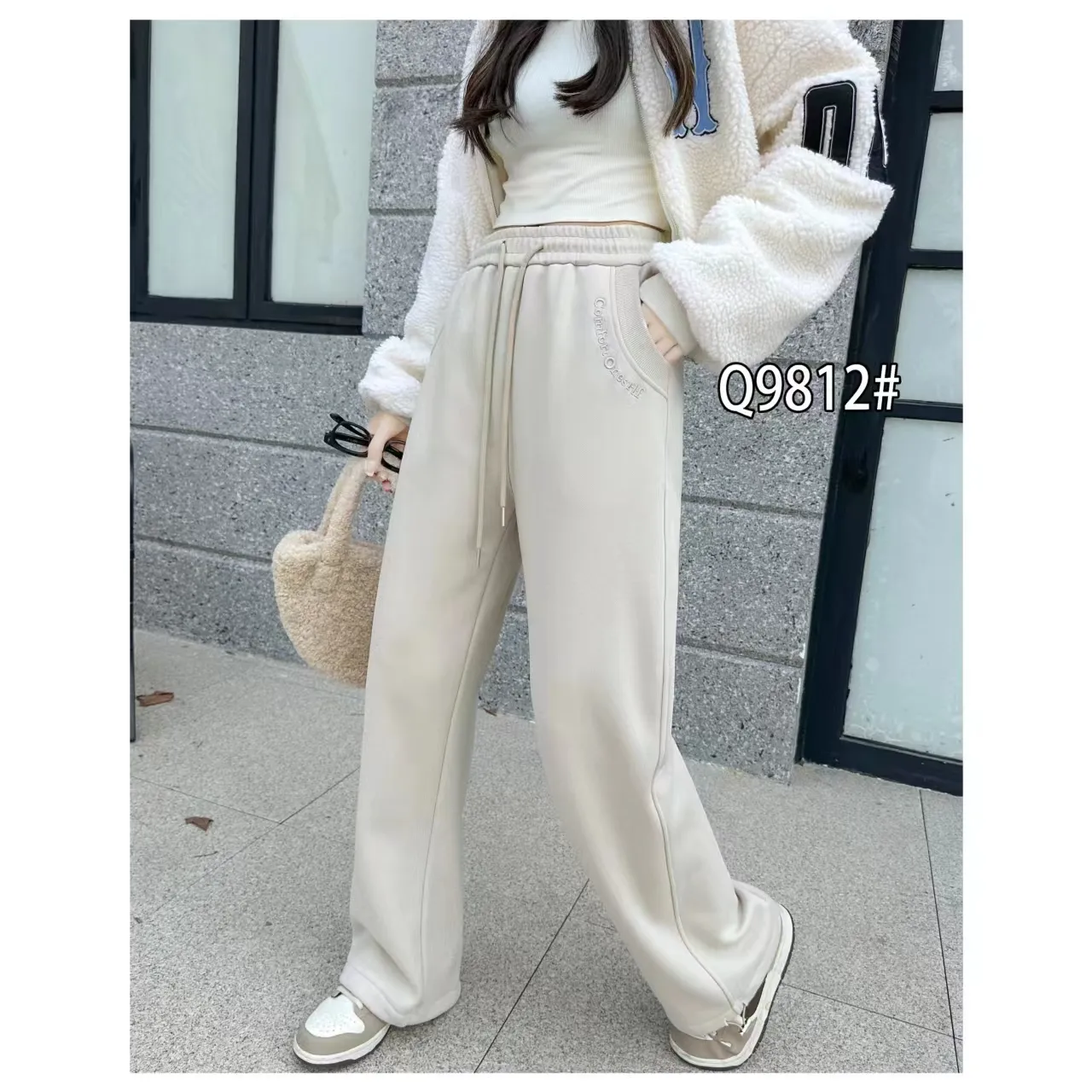 Huachao Casual Winter Katoenen Vrouwen Broek Custom Fleece Dikke Vrouwen Joggingbroek Fit Losse Hiphop Broek Vrouwen Broek