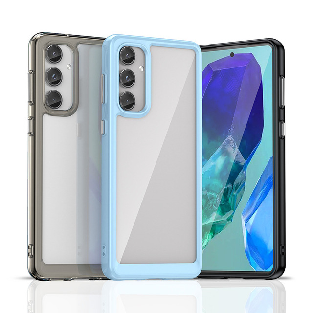 Hard Plastic Acrylic Back Cover With TPU Bumper Clear Case for Samsung Galaxy M55