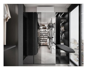 Smart Open Almirah Mdf colore nero moderno armadio a <span class=keywords><strong>parete</strong></span> disegni armadio <span class=keywords><strong>camera</strong></span> da letto principale - Product Image 5