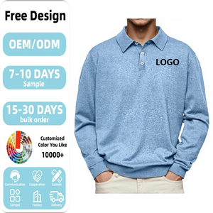 <span class=keywords><strong>Polo</strong></span> da Golf con Scollo a V e Bottoni, Design Personalizzato, Vestibilità Comoda, <span class=keywords><strong>Manica</strong></span> <span class=keywords><strong>Lunga</strong></span> in Maglia, Produzione all'Ingrosso - Product Image 1