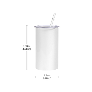 Gobelets isothermes en acier inoxydable à double paroi sous vide, fins et minces, de 12 oz, vierges pour sublimation, en gros, pour enfants avec paille - Product Image 1
