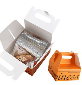 Boîte à repas à emporter personnalisée, boîte en papier à poignée unique, boîte à lunch portable, emballage alimentaire ondulé avec logo - Product Image 3
