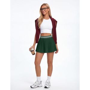 Jupe de tennis plissée taille haute pour femme FOXA avec ceinture élastique rayée, jupe de sport - Product Image 5