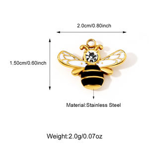 新しいステンレス鋼レリーフ彫刻バンブルビーチャームPVD金メッキブラックゴールデンニッケル無料カスタムビーペンダントジュエリー作り - Product Image 4