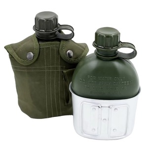 Free Sample US BPA Free Exercise and Fitness Green Black Camo <b>1L</b> Outdoors Canteen Water <b>Bottle</b> With polyester Cup - Product Image 1