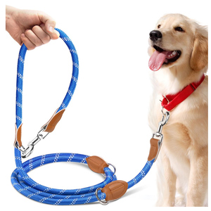 Plomo reflectante ajustable doble para mascotas Plomo de mango libre de 3 m con 2 mosquetones - Product Image 2