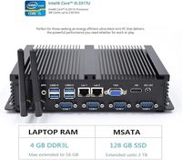 Mini PC Industrial Potente Sin Ventilador, CPU I5 de 2 Núcleos, 8GB RAM, 128GB SSD, 4xCOM RS232, 2xNICs, HD, VGA, Wi-Fi