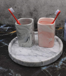 Set di Vassoi di Servizio Circolari di Lusso in Marmo, Organizzatore per Profumi e Cosmetici, <span class=keywords><strong>Vassoio</strong></span> per <span class=keywords><strong>Candele</strong></span> da Bancone e Bagno - Product Image 3