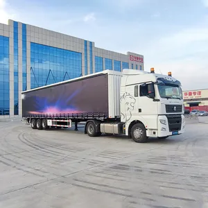 セミトレーラートラック3軸カーテンサイドフードバンボックスカーゴトレーラートラック中国供給