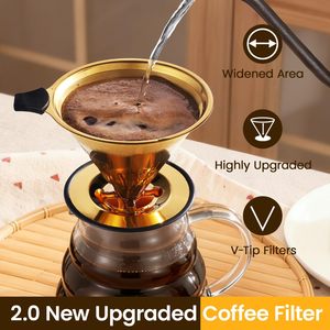 กรวยกรองกาแฟสไตล์อเมริกัน สแตนเลส 304 สีทอง ความจุ 200 มล. ใช้ซ้ำได้ ทนทาน ทำจากโลหะ - Product Image 4