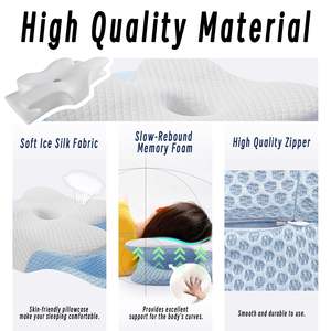 Oreiller cervical <span class=keywords><strong>pour</strong></span> le cou et les épaules, oreillers ergonomiques en mousse à mémoire <span class=keywords><strong>de</strong></span> forme <span class=keywords><strong>pour</strong></span> <span class=keywords><strong>dormir</strong></span> avec taie d'oreiller lavable - Product Image 4