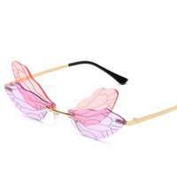 Nouvelle arrivée sans monture dégradé lentille papillon nuances lunettes de soleil Cosplay papillon mode lunettes de soleil Solbriller