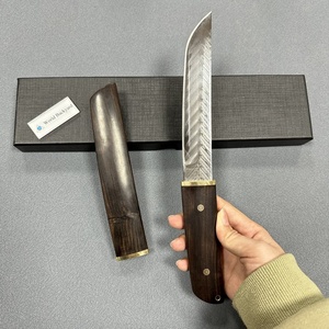 Couteau Tanto LHZR03B en acier Damas à motifs, collectionnable, avec manche assemblé en bois et laiton moulé, fourreau en ébène – Couteau de sculpture parfait - Product Image 5