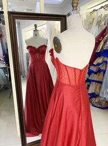 New Rose Floral Hot sửa chữa đá Shinny bán buôn áo dài buổi tối prom DRESS 2025