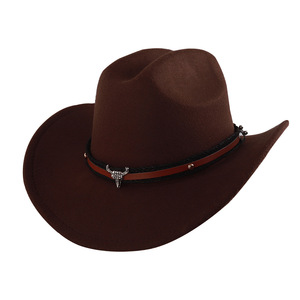 Sombrero de Vaquero de Poliéster Azul Claro y Azul Marino con Cinturón con Cabeza de Toro, Protección Solar, Cálido y con Sombra, Diseño Original Primavera 2025 - Product Image 3