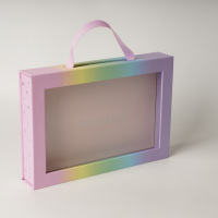 Scatola Regalo Magnetica Trasparente Personalizzata di Lusso per Gioielli con Foglio di Plastica e Manico