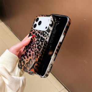 Funda transparente brillante con estampado de leopardo IMD dual para iPhone 17 16 15 14 Pro Max, cubierta trasera completa - Product Image 2