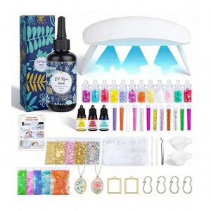 Kit de bijoux en résine TOYSRUNNER, décoration de Noël, fabrication artisanale, débutants, DIY, lampe LED UV, moules en silicone, paillettes - Product Image 1
