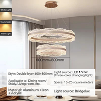 Lustre LED de luxe en forme de double anneau, style boucle d'oreille, grand luminaire suspendu pour cuisine et usage commercial