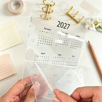 Séparateur de calendrier A5/A6 2027 en acrylique, 6 anneaux, pour classeur à feuilles mobiles, carnet de budget, planificateur, insert de rechargement transparent
