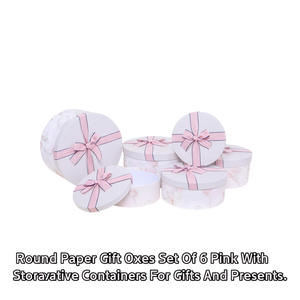 Ensemble de 6 boîtes cadeaux rondes en papier roses avec nœud, contenants décoratifs pour cadeaux et présents - Product Image 2