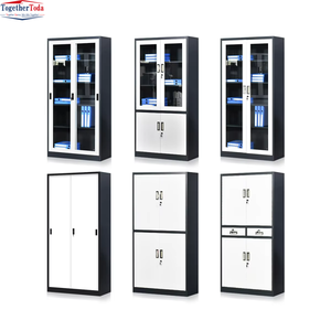 Armoire de rangement en métal avec porte en verre et étagères pour l'école, l'hôtel, le bureau - Product Image 4