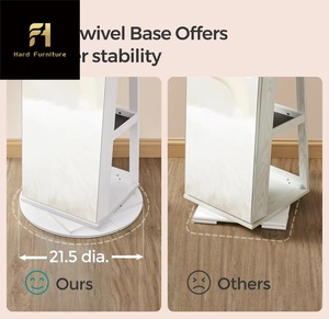 Armadio Portagioie Girevole a 360° Contemporaneo con Luci LED, Specchio Multifunzionale con Serratura per Soggiorno o Appartamento - Product Image 5