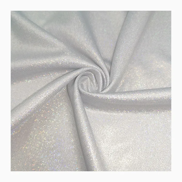 Tissu de maillot de bain holographique en Polyester extensible Lurex à paillettes argentées pour vêtements de plage