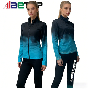 Conjunto Deportivo para Mujer <span class=keywords><strong>Galaxy</strong></span> Glitter Gradient |   Chaqueta de rendimiento con cremallera completa para animación y baile, servicio OEM, Spandex/Poliéster - Product Image 2