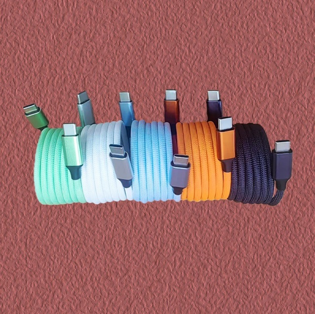 Magnetic Braided Fast Charging Cable 1m 3A 66w Self Coiling Attaching Organizing Usb C to C Magnetic Fast Charging Data Cable