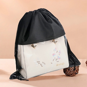 Non-woven Handbag Dust Bag <b>Cover</b> Moisture-proof Storage Bag with Transparent Window Drawstring Pocket <b>for</b> Bathroom & Closet - Product Image 3