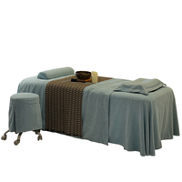 Ensemble de draps de table de massage en velours bleu, housse de lit de salon de beauté haut de gamme, ensemble de 4 pièces