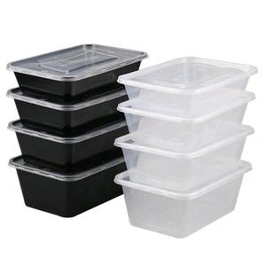 Square Disposable Plastic Food Containers <b>Lids</b> 500Ml-1500Ml Multi Size Recyclable Biodegradable Black/Transparent Custom Logo - Product Image 1