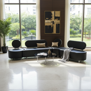 Conjunto de Sillas o Sofás Modernos de Madera para Sala de Espera, Barbería, Centro Comercial, Hotel, Gimnasio, Supermercado, Apartamento y Salón de Belleza de Lujo al Aire Libre - Product Image 3