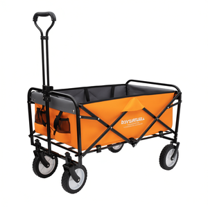 Carrito Plegable Db de 4 Ruedas, Naranja, Metálico, para Compras, Playa, Camping y Uso General - Product Image 1