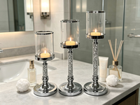 Porte-bougie Hurricane, élégant chandelier à tige haute, bougie pilier en option, taille et finition personnalisables pour table de mariage et décoration intérieure