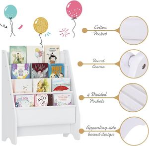Étagère à livres pour enfants réglable en hauteur, en bois et toile écologique, grande capacité, pour l'affichage des livres illustrés, pour tout-petits - Product Image 3