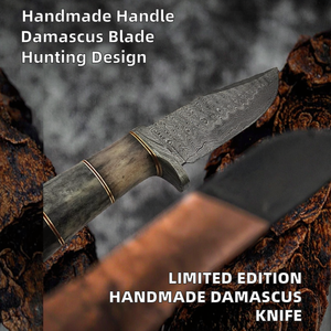 Couteau de chasse à lame fixe en acier Damas fait main, édition limitée SHARP POINT TRADERS, manche en os coloré, support OEM - Product Image 2